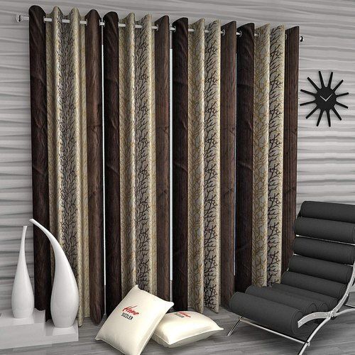 Brown Printed Blackout Window Curtain