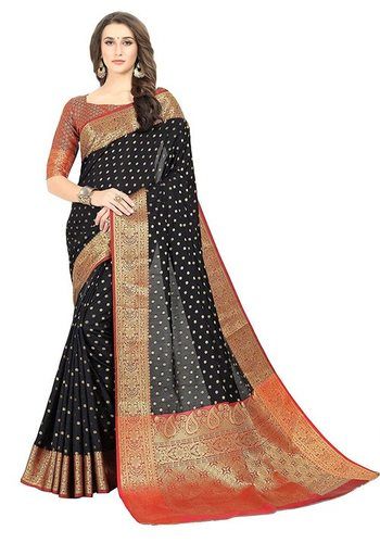 Cotton Silk Ladies Party Wear Dotted Saree