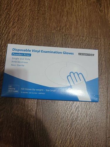 Blue Plastic Nitrile Examination Gloves