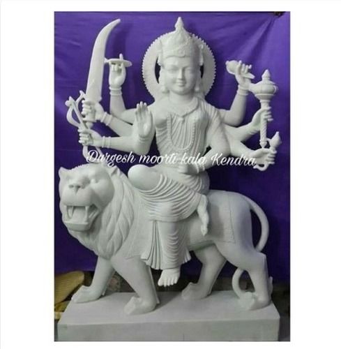 Easy To Clean Durga Mata White Marble Statue