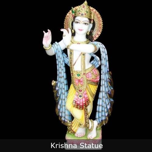 Lord Krishna Multicolour Marble Statue