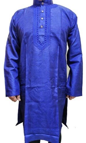 Various Colors Are Available Designer Gents Blue Chikan Kurta