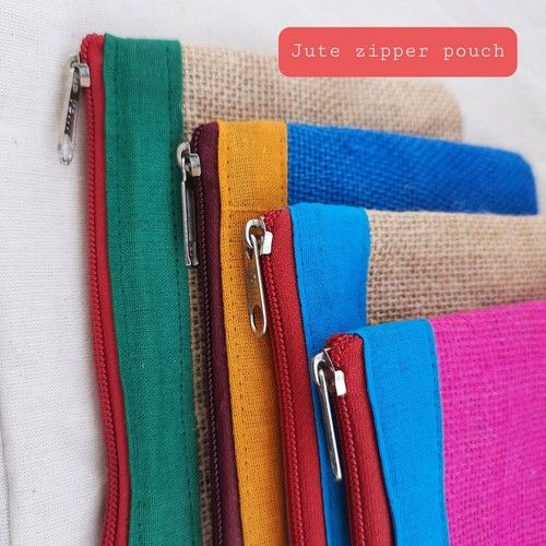 Multi-Color Jute Zipper Gift Pouch