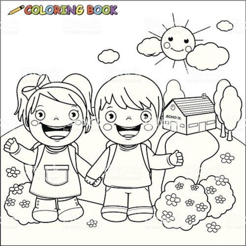 White Kids Coloring School Activity Book