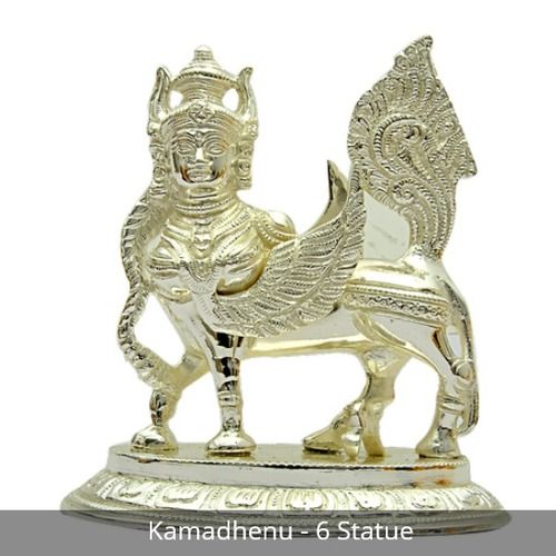 Durable 6 Inch Silver Plated Kamadhenu Statue