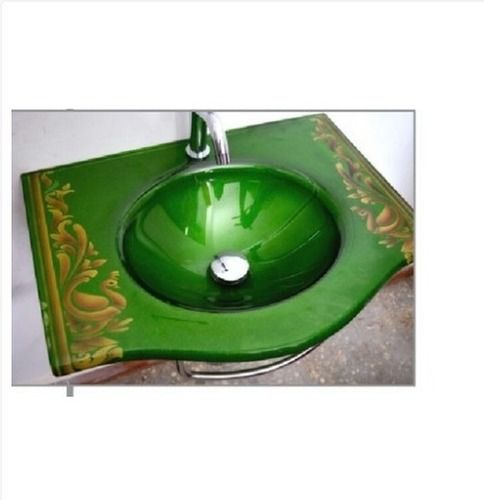 Round Green Colour Glass Wash Basin