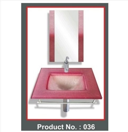 Square Red Glass Basin