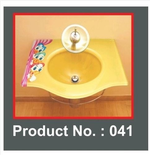 Round Yellow Colour Glass Wash Basin