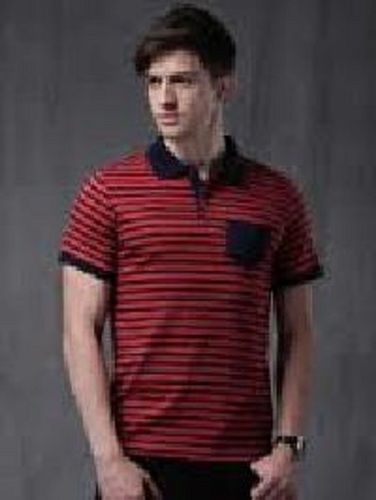 Mens Striped Polo T Shirts - Cotton Blend Fabric, Available in L, M, S, XL Sizes - Stylish, Comfortable, and Wear and Tear Resistant, Ideal for Gifting