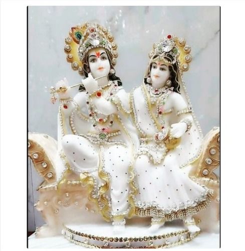 Easy To Clean Pure White Radha Krishna Statue