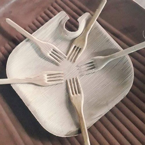 14 Cm Areca Leaf Plate With Fork