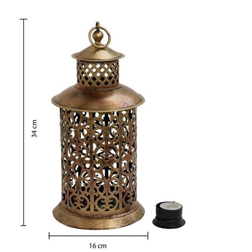 Iron Tibetan Tower Lantern - Color: Antique Gold Polished