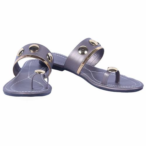 Ladies Slipper - Leather Material, Various Sizes, Gray Color | Comfortable Fit, Anti-Slip Design, Long Lasting Wear, Attractive Look