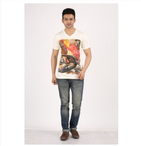 Mens Graphic Printed White T Shirt Age Group: 16+