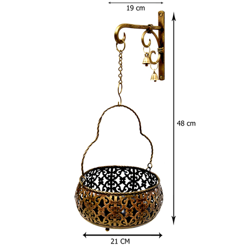 Wall Mount Flower Basket - Color: Antique Golden Polished