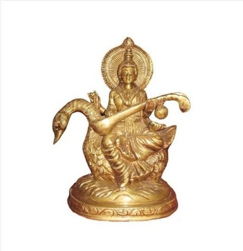 Golden Colour Maa Saraswati Statue