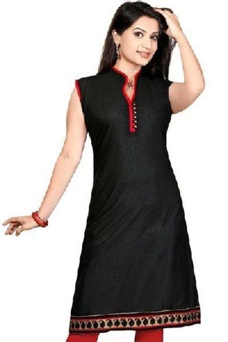 Quick Dry Black Color Plain Kurti