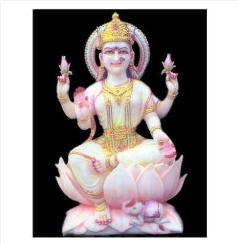 Easy To Clean Goddess Laxmi White Marble Statue