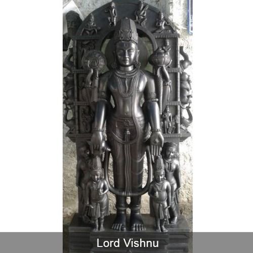 Lord Vishnu Black Marble Statue