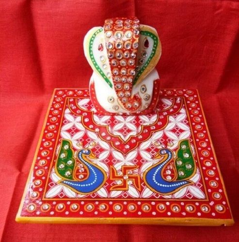 Color Coated Chowki Ganesh Statue