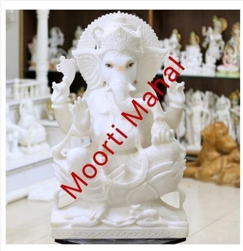 Lord Ganesha Pure White Marble Statue