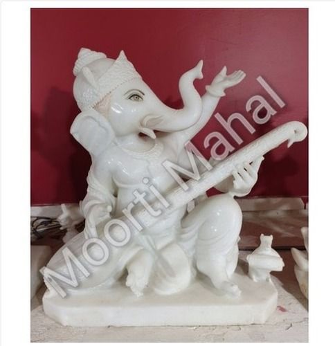 Easy To Clean Sitar Playing Ganesha Marble Statue