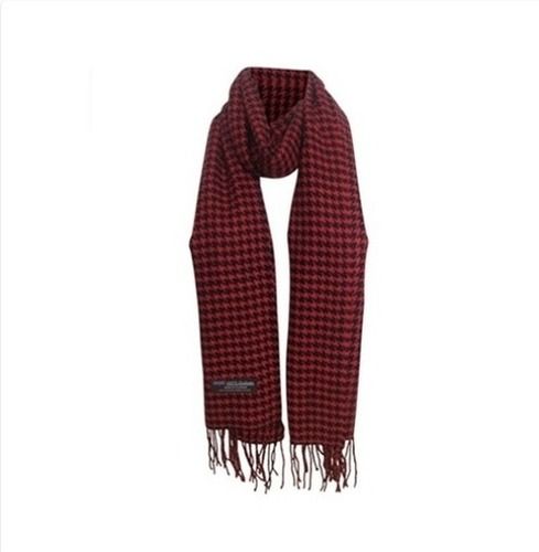 Red & Black 100% Cashmere Houndstooth Super Soft Scarf