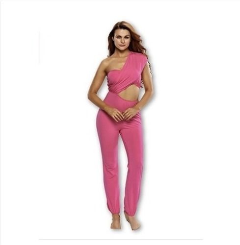 Bright Pink Single Shoulder Jumpsuit