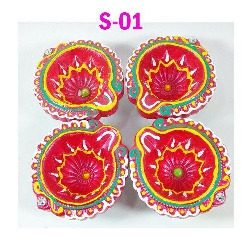 Multi Color Decorative Clay Diwali Diya