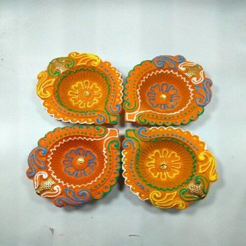 Multi Color Handmade Traditional Decorative Clay Diwali Diya For Festival