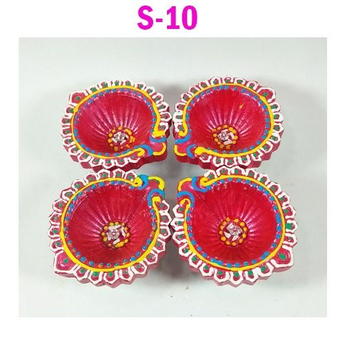 Red Color Stylish Traditional Decorative Clay Diwali Diya