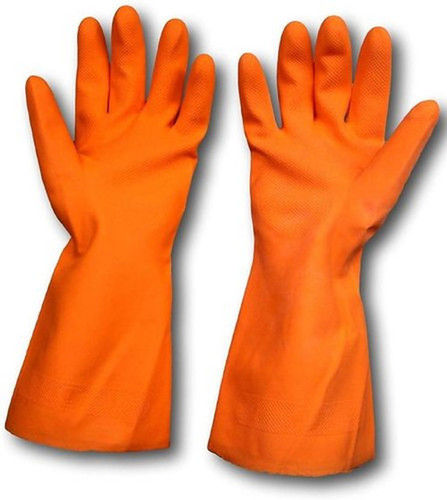 Orange Household Rubber Safety Gloves