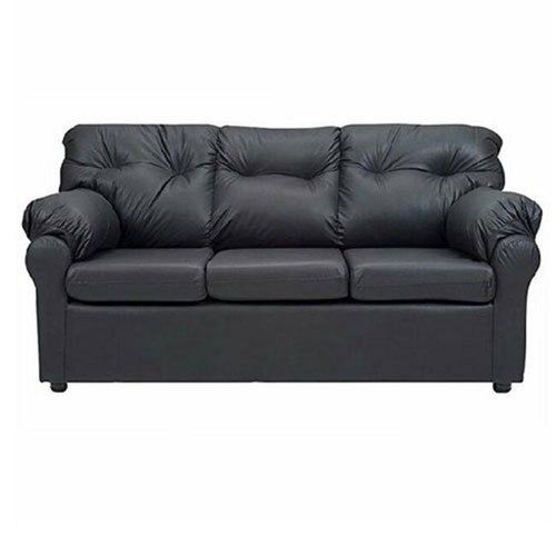 3 Seater Black Living Room Leather Sofa