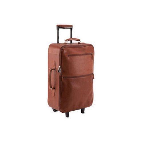 Plain Brown Leather Trolley Bag