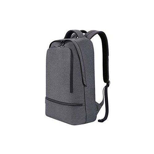 Grey And Blue Double Zipper Laptop Backpack