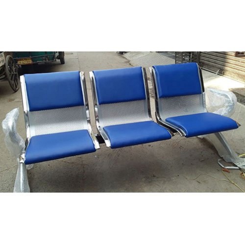 Stainless Steel 3 Seater Waiting Chair - Color: Blue