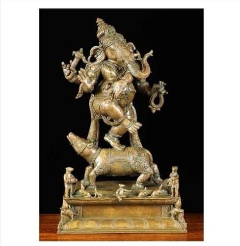 Easy To Clean Mooshika Ganesha Bronze Statue