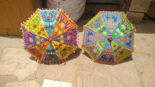 Rajasthani Embroidered Elephant Design Umbrella