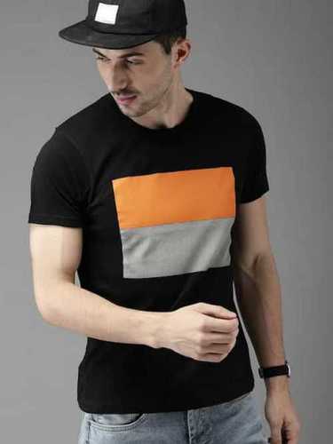 Mens Breathable Round Neck Short Sleeves Printed Spandex T-shirt For Casual Wear