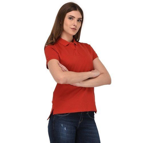 Multicolor Ladies Polo Neck T Shirt