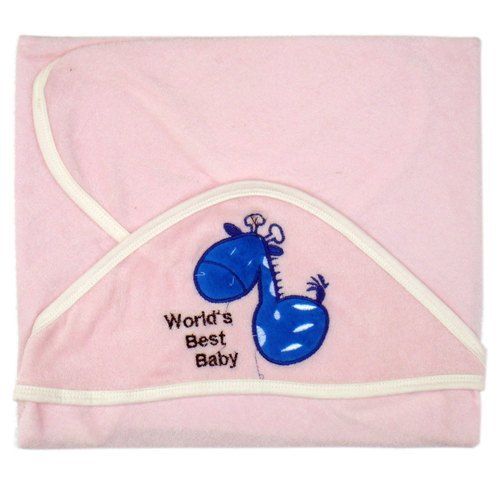 Pink Color Cotton Terry Baby Hooded Towel