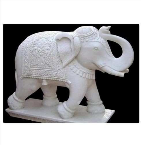 White Decorative Marble Elephant Statue