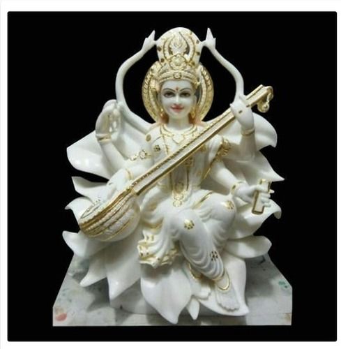 Maa Saraswati White Marble Statue