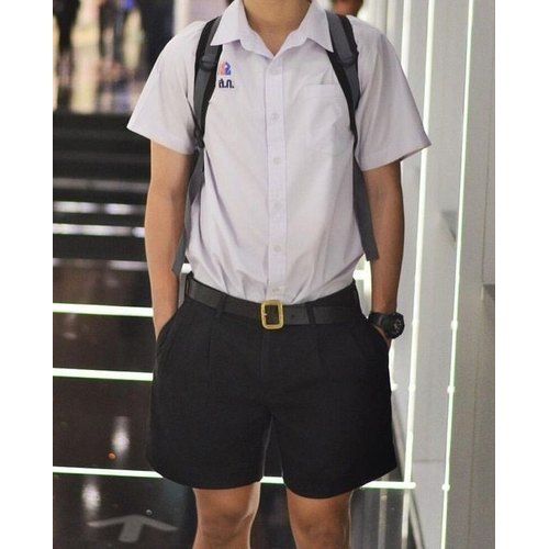 Anti Wrinkle Boys Half Sleeves School Uniform