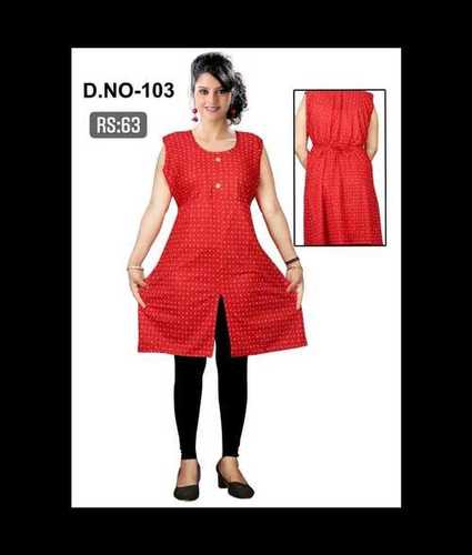 Ladies Sleeveless Round Neck Kurti