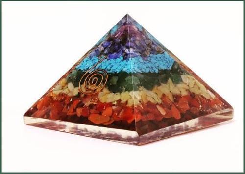 Orgonite Pyramid with 7 Chakra Crystals