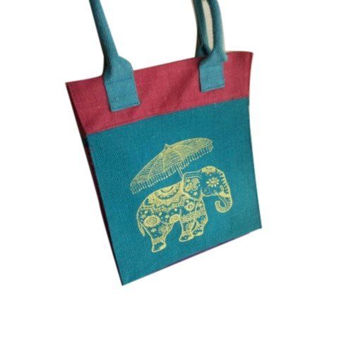 Elephant Printed Jute Lunch Bag