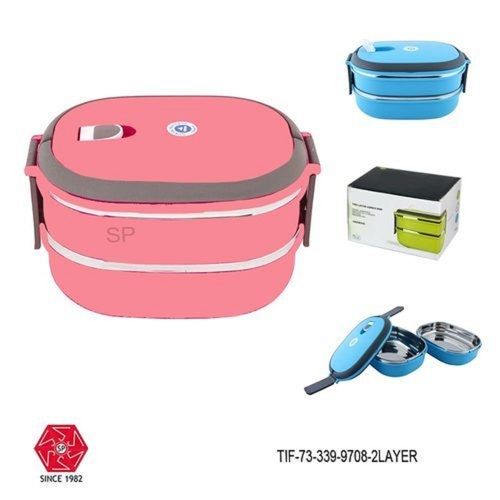 Pink 2 Layer Insulated Steel Lunch Box