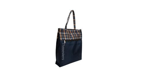 Black Big Nylon Shopping Bag With Zipper