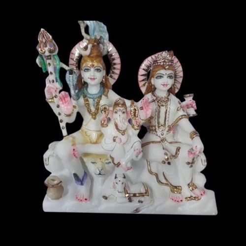 Easy To Clean Decorative Marble Shiv Parivar Statue